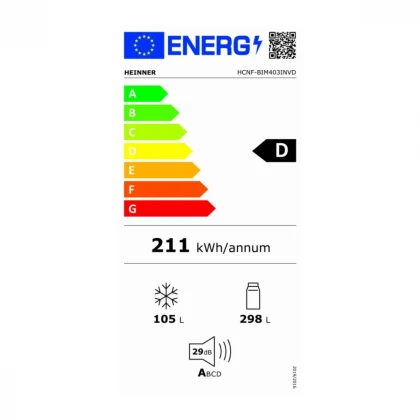 Kombinovani frižider HEINNER HCNF-BIM403INVD/No Frost/inverter/ugradni/69x195,3