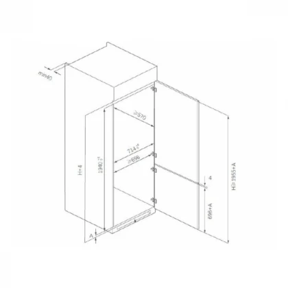 Kombinovani frižider HEINNER HCNF-BIM403INVD/No Frost/inverter/ugradni/69x195,3