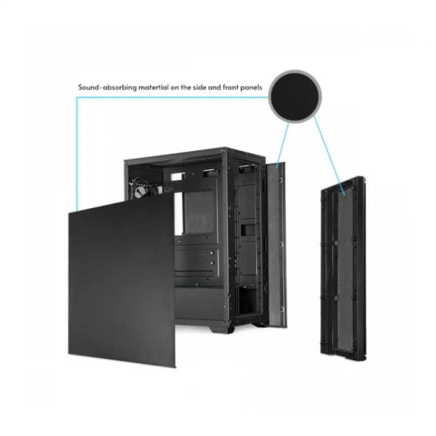 Kuciste Chieftec Pro Midi Q Crni, noise insulated 1x120mm AS-02B-OP