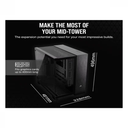 Kucište CORSAIR 6500X Mid-Tower/dve komore/kaljeno staklo/bez napajanja/crna/obsidijan aluminijum