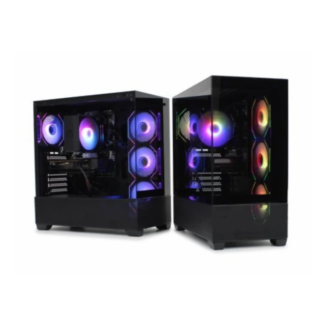 Kucište IG MAX X218B-4F BLACK HORIZON GLASS Midi Tower/ATX/Micro ATX/E-ATX/ITX/bez napajanja/crna
