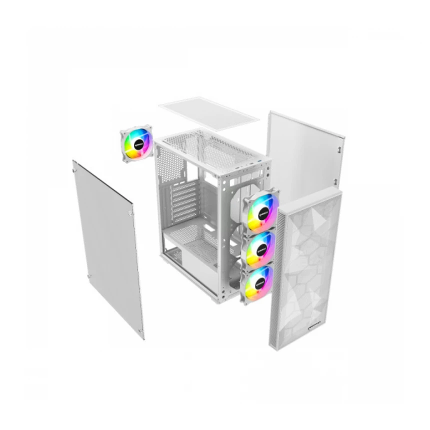 Kuciste Raidmax Talos window/White, 4x 120mm FRGB/650W/RT650RGBW