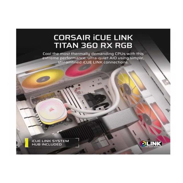 Kuler CORSAIR iCUE LINK TITAN 360 RX RGB/AIO/360mm/vodeno hladenje/bela