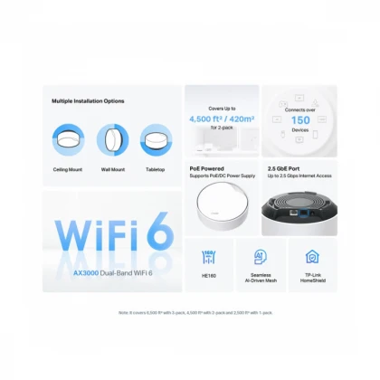 LAN Mesh TP-Link Deco X50-PoE WiFi6/AX3000/1x2.5G/1xGLAN/2-pack