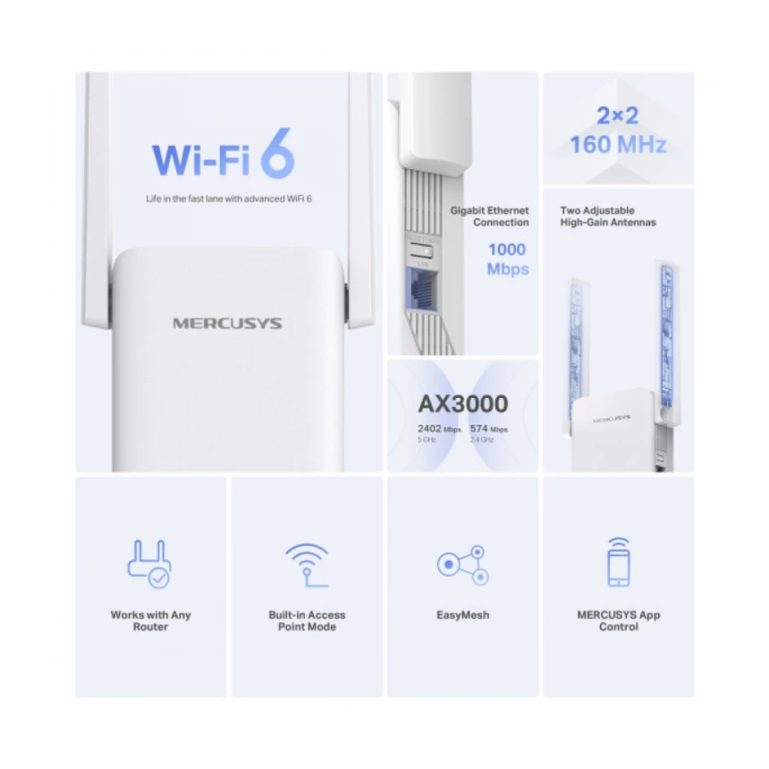 LAN Range Extender Mercusys ME80X AX3000 Wi-Fi