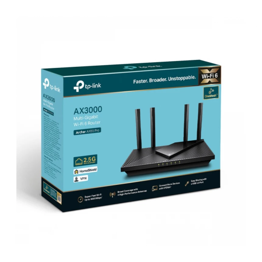LAN Router TP-Link Archer AX55Pro AX3000/WiFi6/4 2.5G LAN