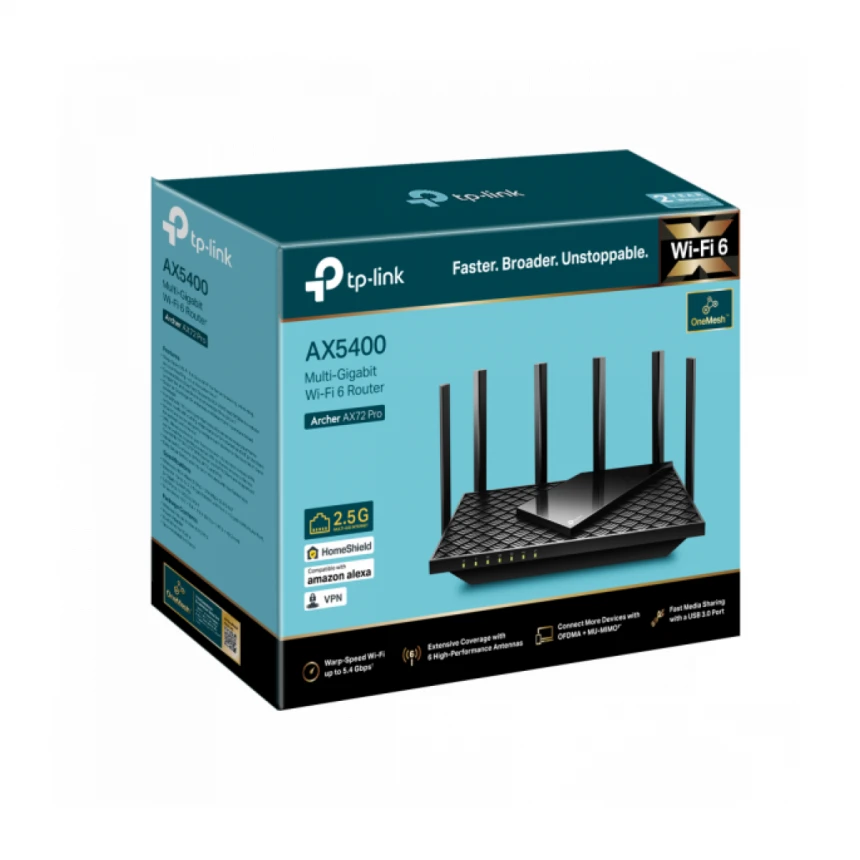LAN Router TP-Link Archer AX72 PRO AX5400/WiFi6/3GLAN/1GWAN/1x2,5G WAN-LAN/USB