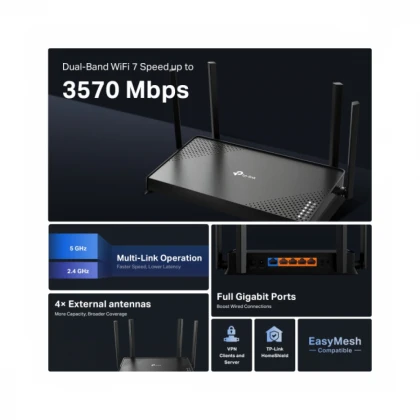 LAN Router TP-LINK Archer BE220 BE3600 WiFi7/1GWAN/4GLAN