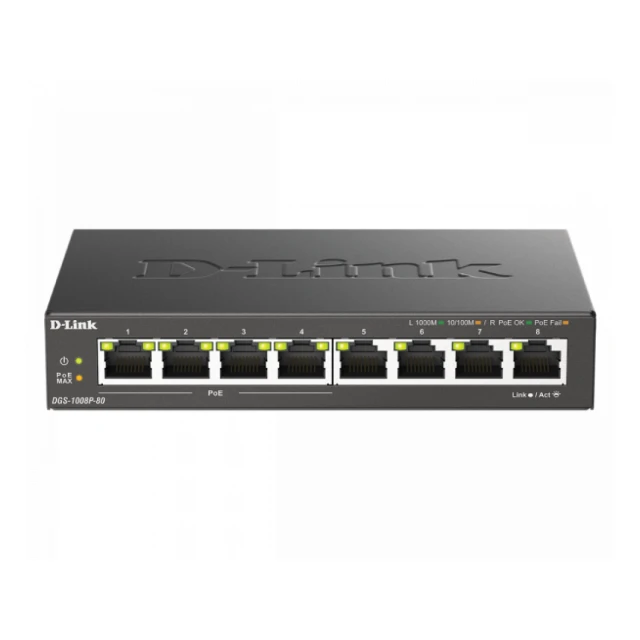 LAN Switch D-Link DGS-1008P/E 10/100/1000 8port -4Poe