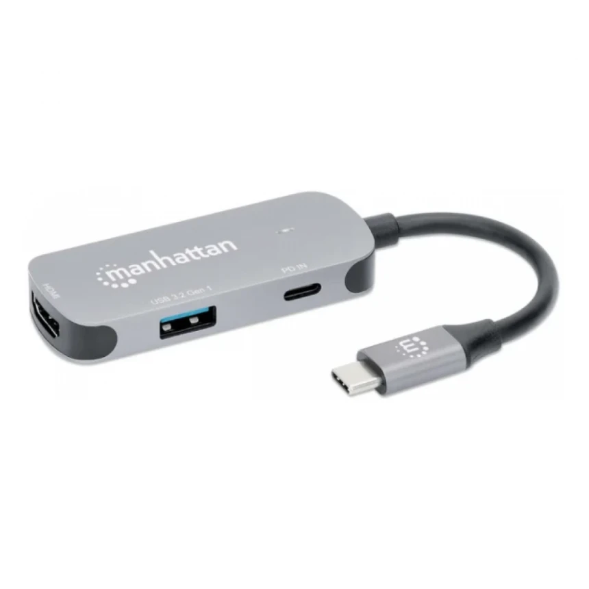 Manhattan USB-C to HDMI (4K@30Hz) 3-in-1 Docking with Power 130707