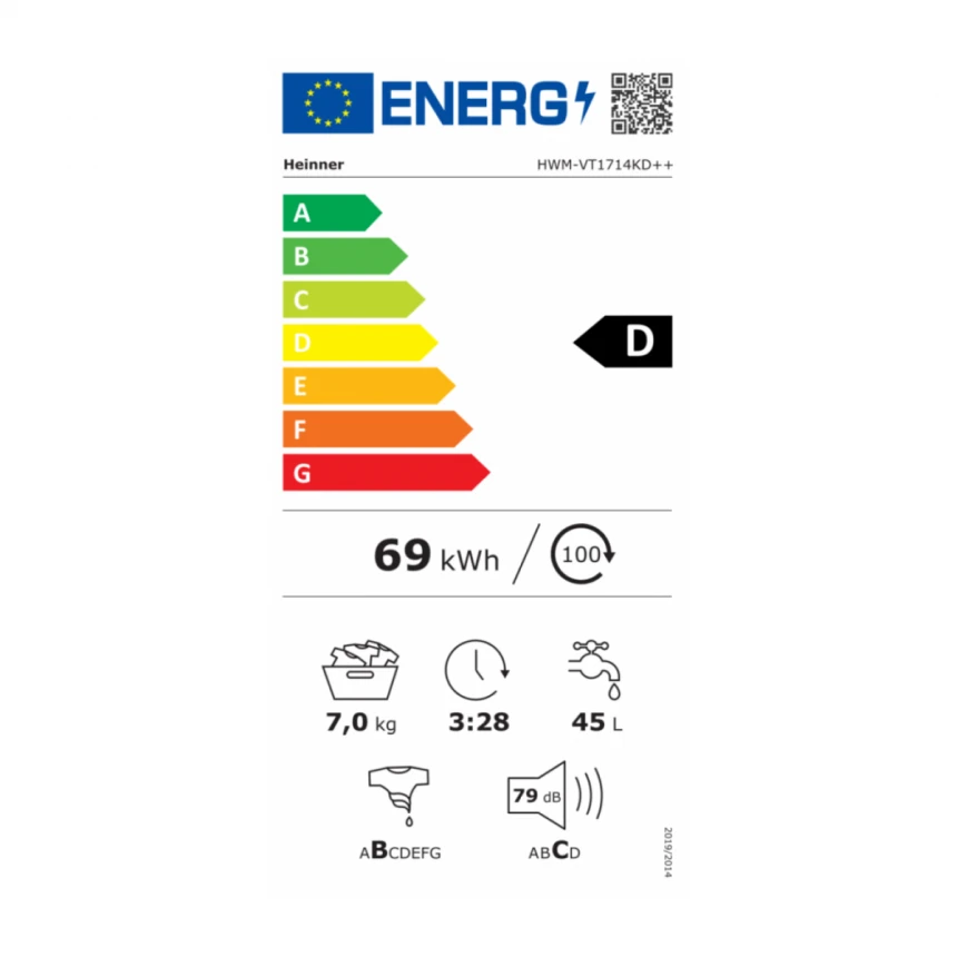 Mašina za pranje veša Heinner HWM-VT1714KD++ 7kg/1400o/15 programa