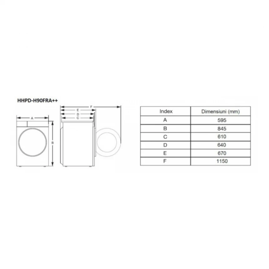Mašina za sušenje veša HEINNER HHPD-H90FRA++ 9kg/15programa/toplotna pumpa