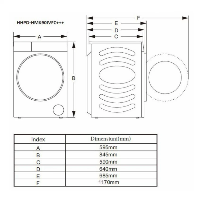 Mašina za sušenje veša HEINNER HHPD-HMK90IVFC+++9kg/15programa/toplotna pumpa