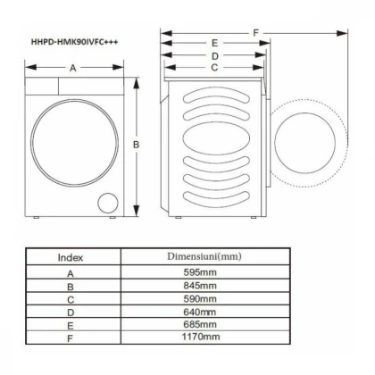 Mašina za sušenje veša HEINNER HHPD-HMK90IVFC+++9kg/15programa/toplotna pumpa