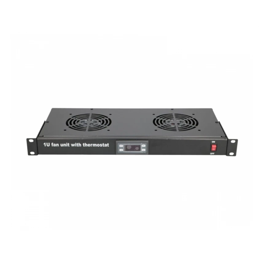 MAXPRO LINE Ventilacioni panel-polica, dva ventilatora i termostat, 1U 