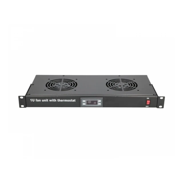 MAXPRO LINE Ventilacioni panel-polica, dva ventilatora i termostat, 1U 