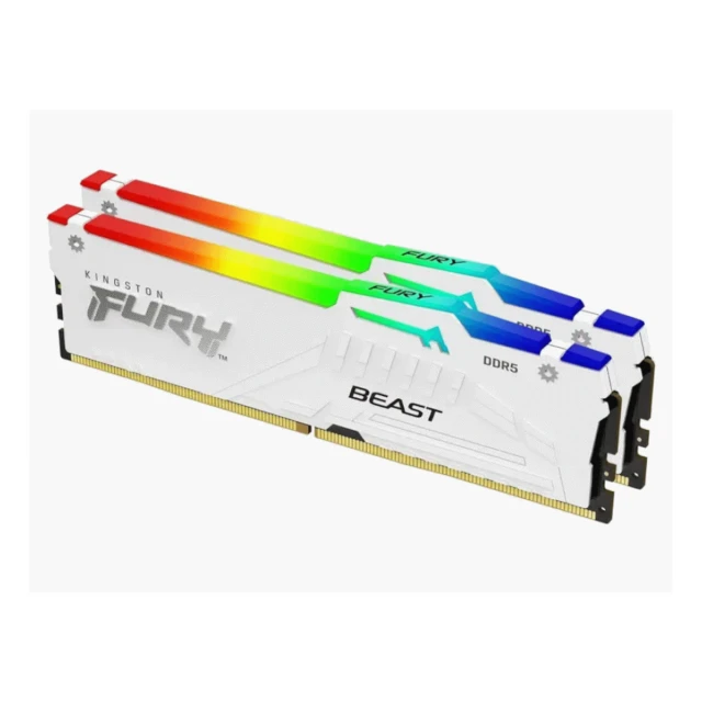 Memorija KINGSTON 32GB(2x16GB)/DIMM/DDR5/6000MHz/CL30/FURY Beast RGB/bela