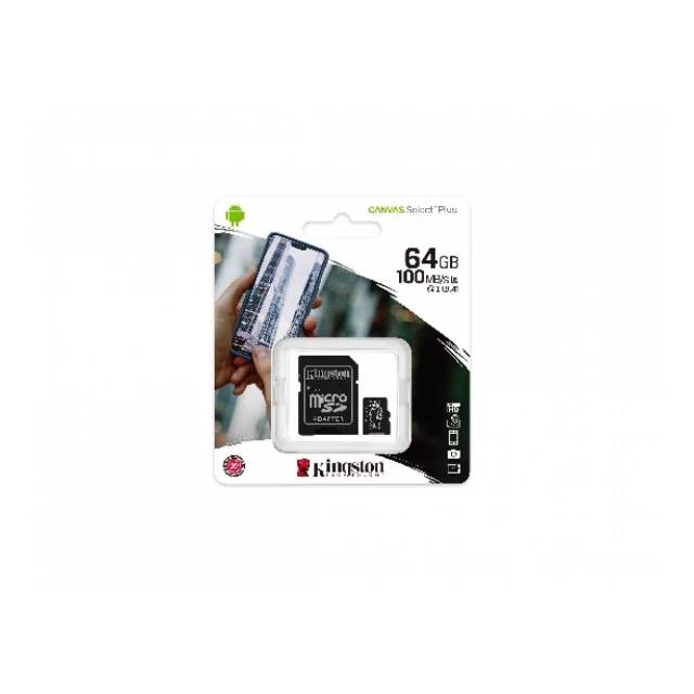 Memorije kartice KINGSTON SDCS2/128GB/microSDXC/128GB/Class10 U1/100MB/s-10MB/s+adapter