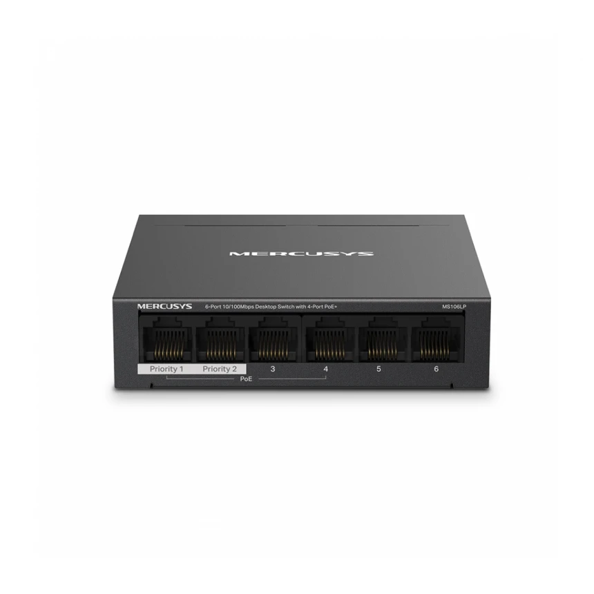 MERCUSYS MS106LP(UN) 6-Port 10/100Mbps Desktop Switch with 4-Port PoE+ 