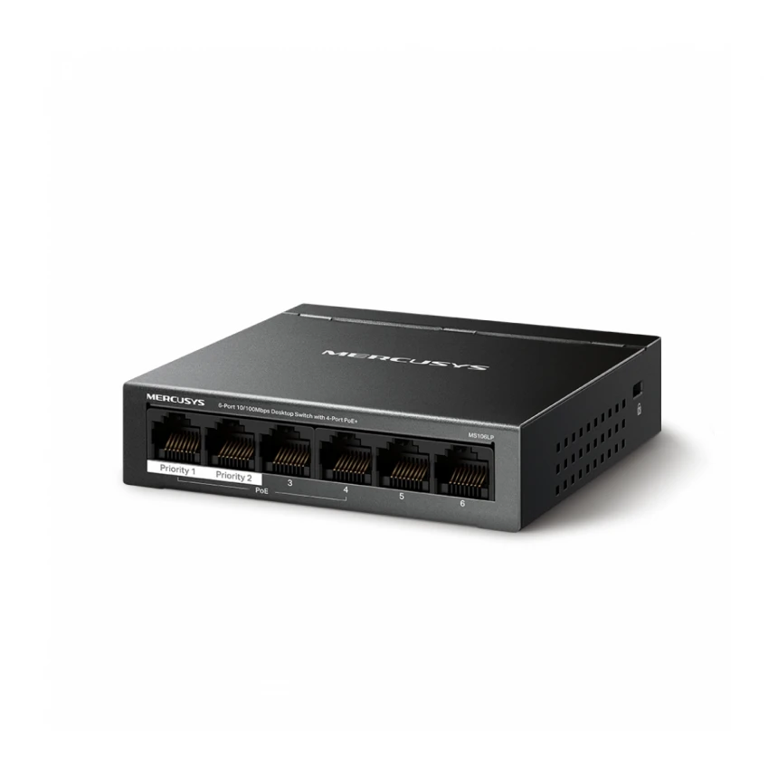 MERCUSYS MS106LP(UN) 6-Port 10/100Mbps Desktop Switch with 4-Port PoE+ 