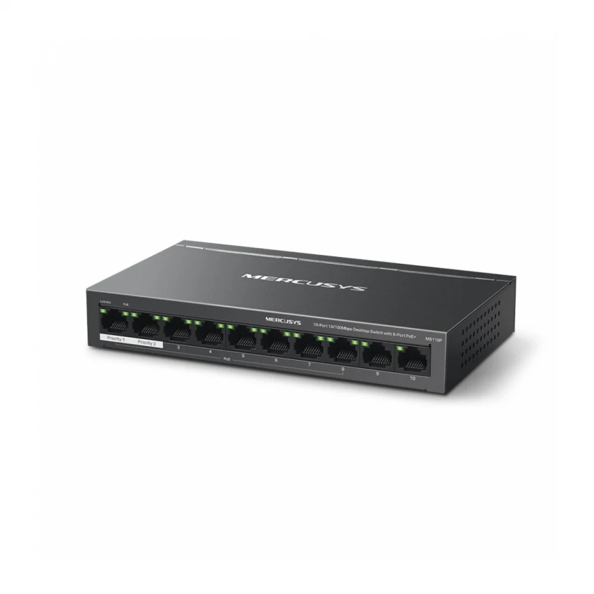 MERCUSYS MS110P(UN) 0-Port 10/100Mbps Desktop Switch with 8-Port PoE+ 