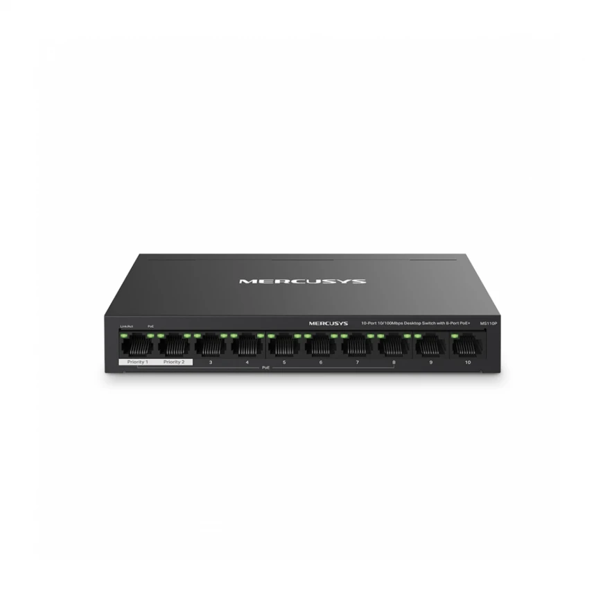 MERCUSYS MS110P(UN) 0-Port 10/100Mbps Desktop Switch with 8-Port PoE+ 