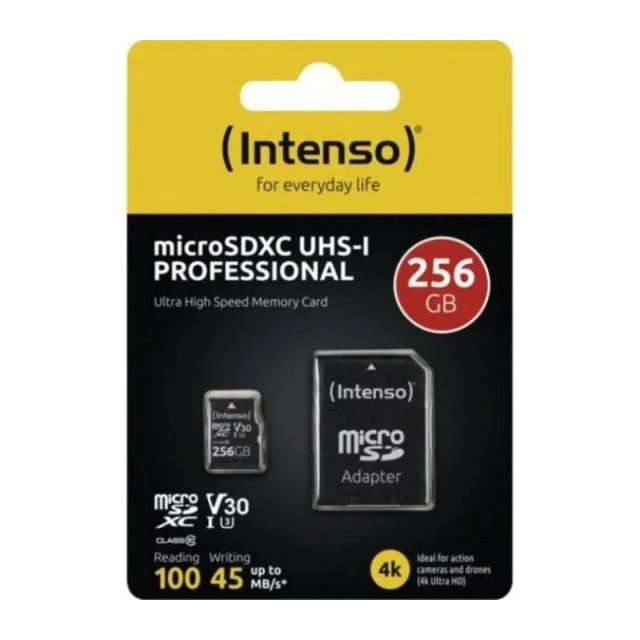 Micro SDXC Intenso 256GB UHS-I Professional 3433492 + adapter