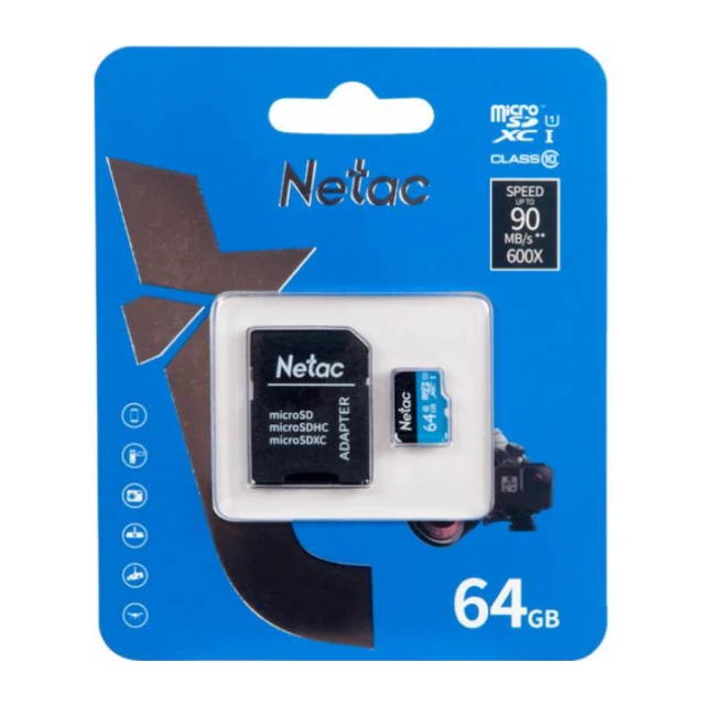 Micro SDXC Netac 64GB P500 Standard NT02P500STN-064G-R + SD adapter
