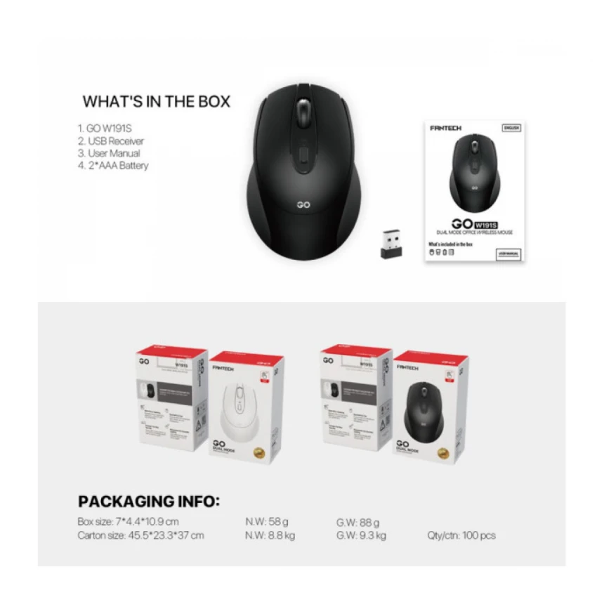 Miš Wireless Fantech W191s Go crni