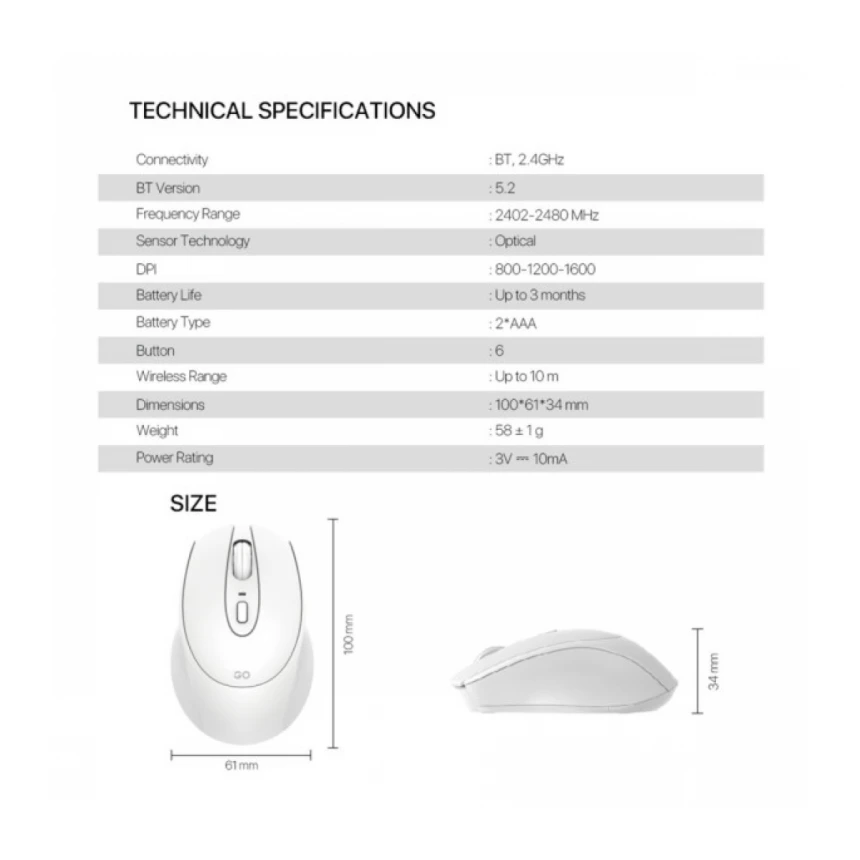 Miš Wireless Fantech W192 beli