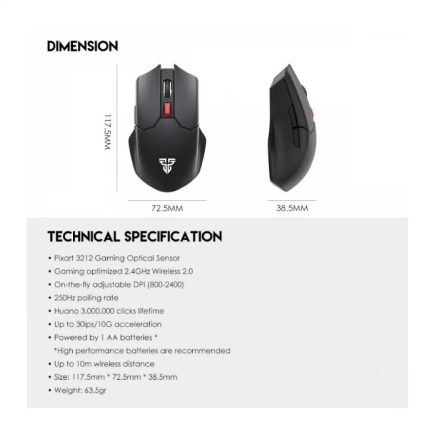 Miš Wireless Fantech WG11 Cruiser space edition beli