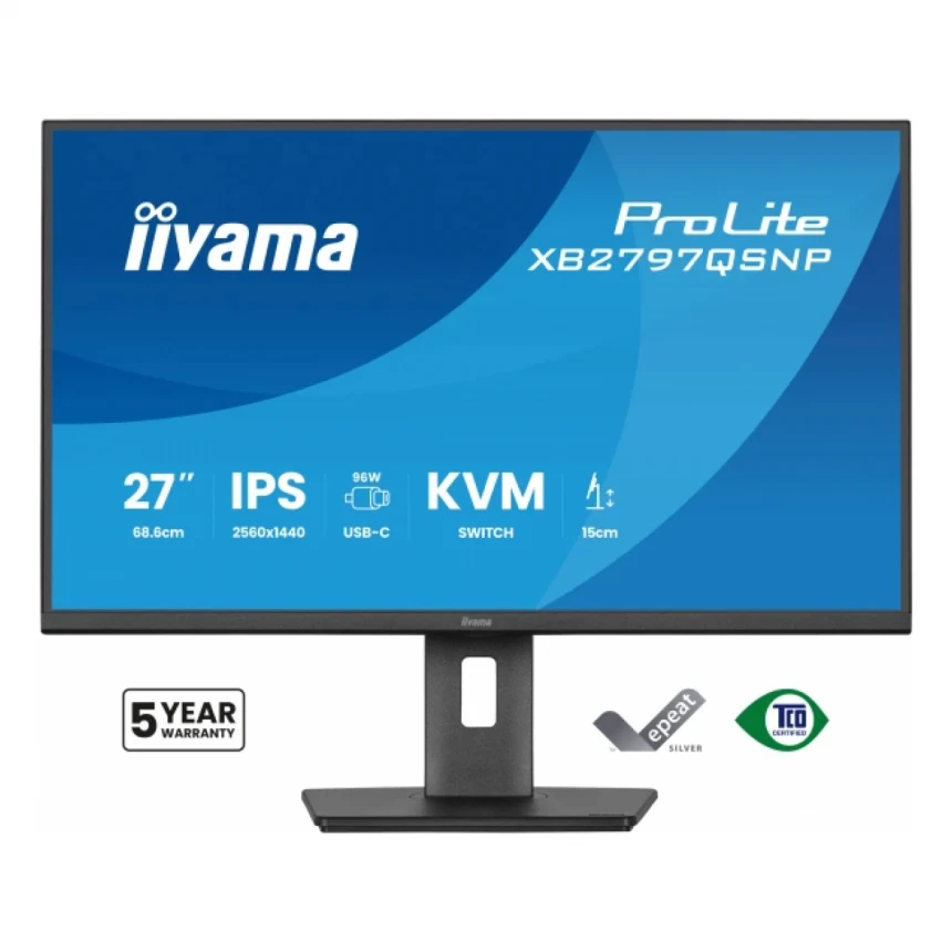 Monitor 27" Iiyama XB2797QSNP-B1 IPS 2560x1440/75Hz/1ms/HDMI/DP/USB/RJ45/pivot