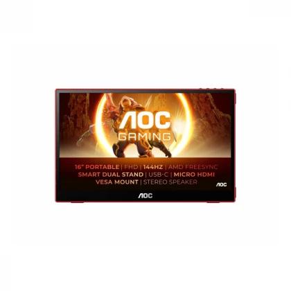 Monitor AOC 16G3 15,6"/IPS/1920x1080/144Hz/4ms GtG/HDMI,USB type C/zvucnici/prenosni/crnocrvena
