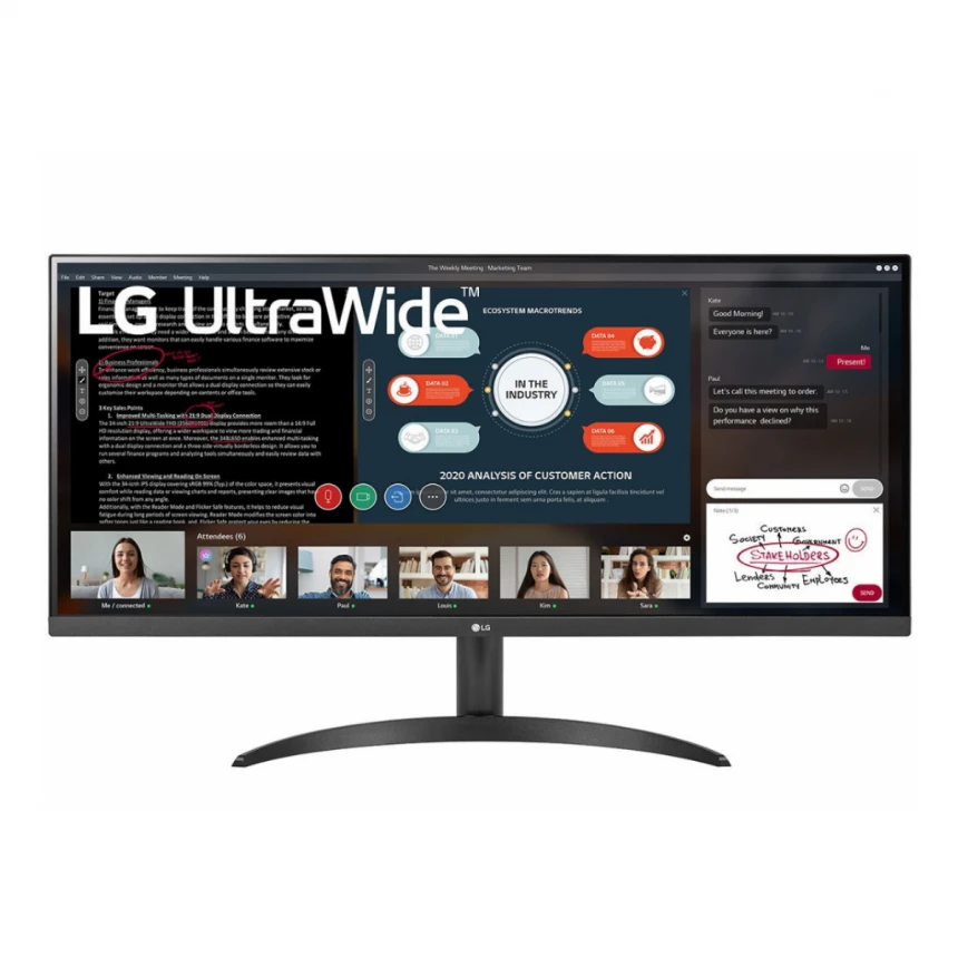 Monitor LG 34WP500-B 34"/IPS,21:9/2560x1080/75Hz/5ms GtG/HDMIx2/Freesync/VESA/crna