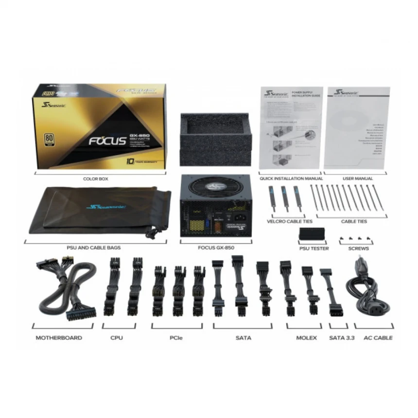 Napajanje 850W Seasonic Focus GX-850 Modularno 80+ Gold, SSR-850FX