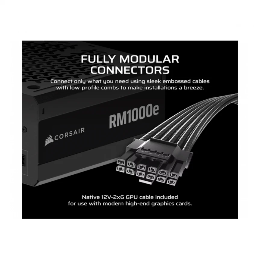 NAPAJANJE CORSAIR RM1000e 1000W/ATX 3.1/PCIe 5.1/80+GOLD/modularno/CRNA
