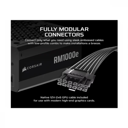 NAPAJANJE CORSAIR RM1000e 1000W/ATX 3.1/PCIe 5.1/80+GOLD/modularno/CRNA