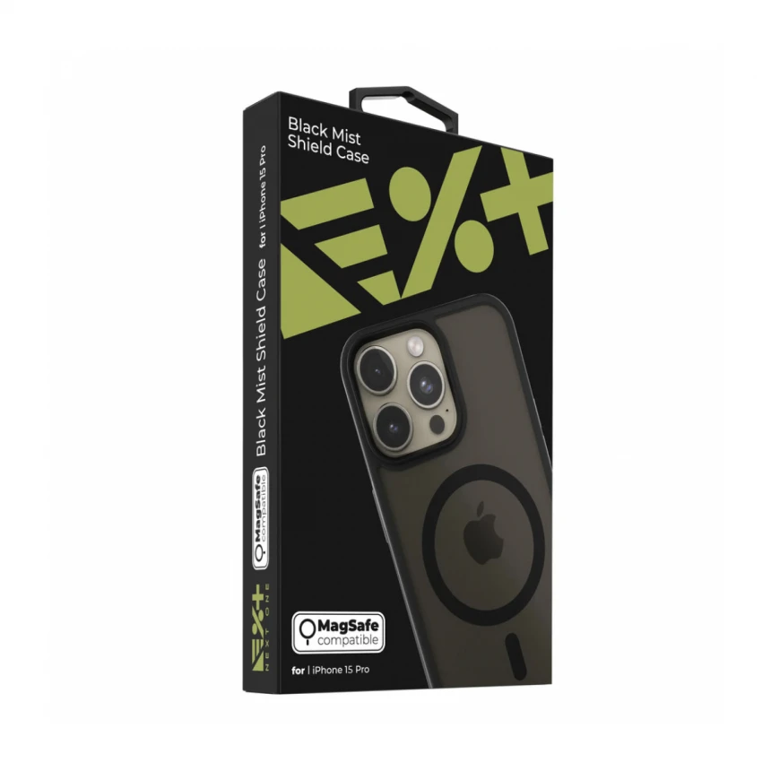 NEXT ONE mist shield case MagSafe compatible for iPhone 15 Pro | Black