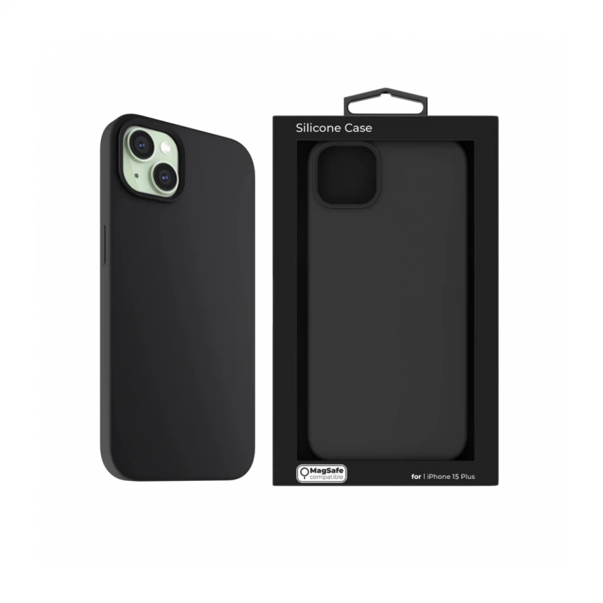 NEXT ONE silicone case MagSafe compatible for iPhone 15 Plus | Black
