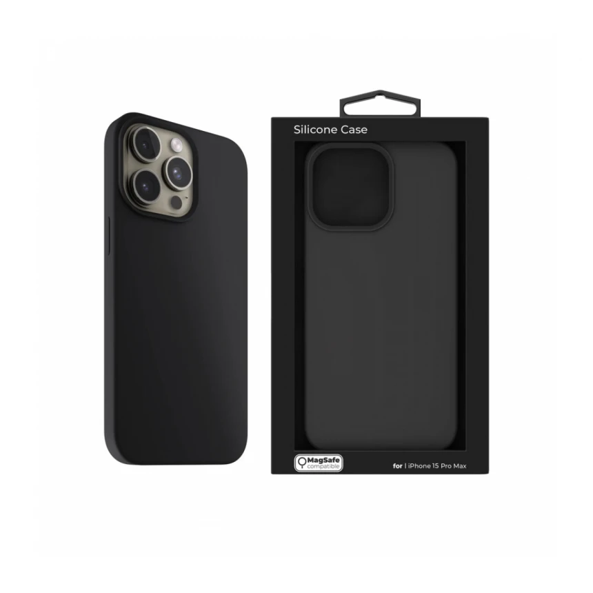 NEXT ONE silicone case MagSafe compatible for iPhone 15 Pro Max | Black