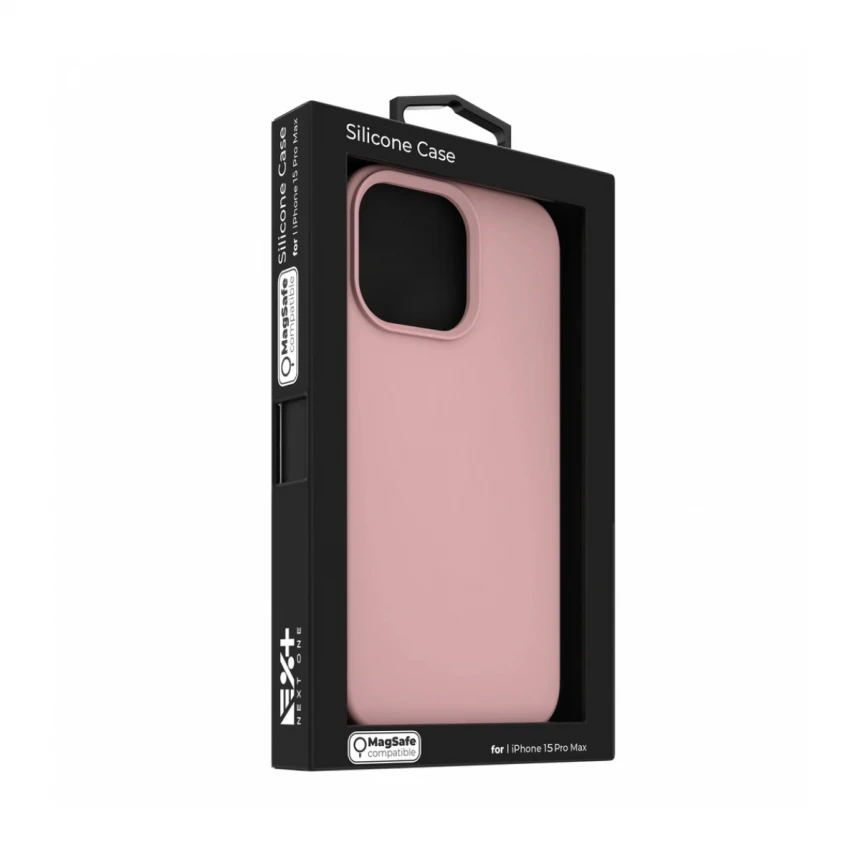 NEXT ONE silicone case MagSafe compatible for iPhone 15 Pro Max | Pink