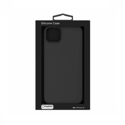 NEXT ONE silicone case MagSafe compatible for iPhone 15 | Black