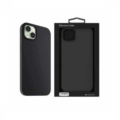 NEXT ONE silicone case MagSafe compatible for iPhone 15 | Black