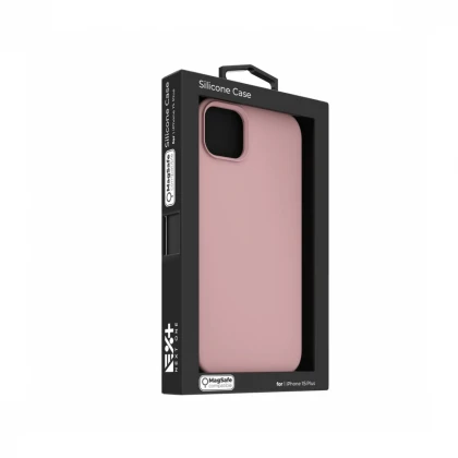 NEXT ONE silicone case MagSafe compatible for iPhone 15 Plus | Pink