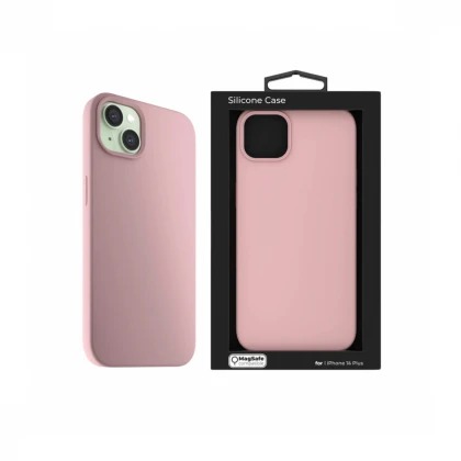 NEXT ONE silicone case MagSafe compatible for iPhone 15 Plus | Pink