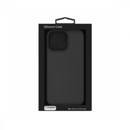 NEXT ONE silicone case MagSafe compatible for iPhone 15 Pro Max | Black