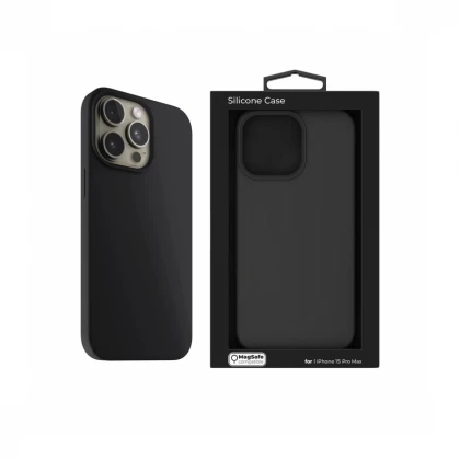 NEXT ONE silicone case MagSafe compatible for iPhone 15 Pro Max | Black