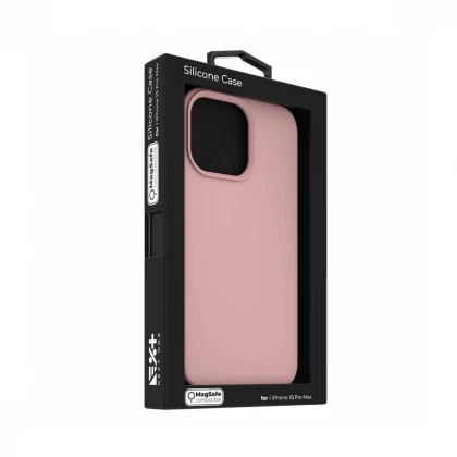 NEXT ONE silicone case MagSafe compatible for iPhone 15 Pro Max | Pink
