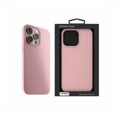 NEXT ONE silicone case MagSafe compatible for iPhone 15 Pro Max | Pink