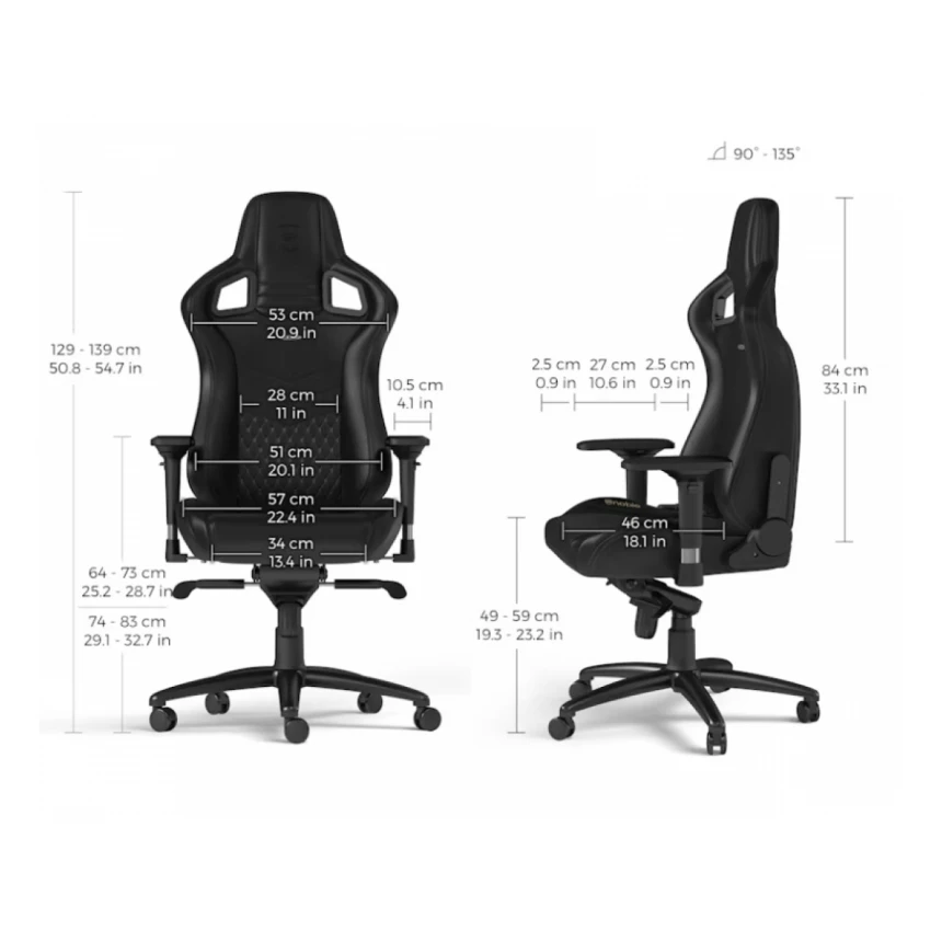 NOBLECHAIRS EPIC Real Leather Gaming stolica crna
